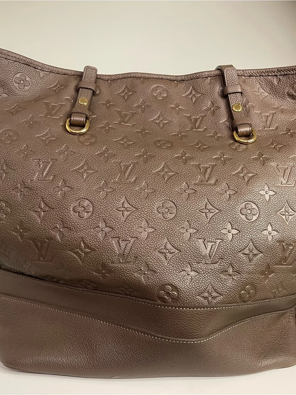 Louis Vuitton Citadine Mocha Monogram Embossed Leather Tote with Pouch